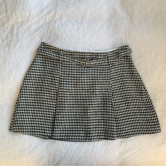 Reformation Dresses & Skirts - Reformation Rory Linen Belt Buckle A Line Mini Skirt Remy Check Gingham Plaid